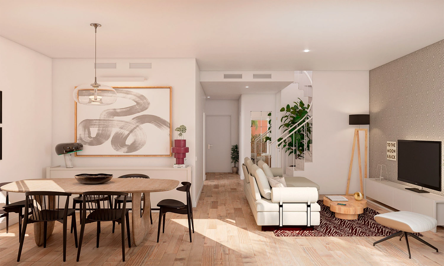Salón y comedor luminosos